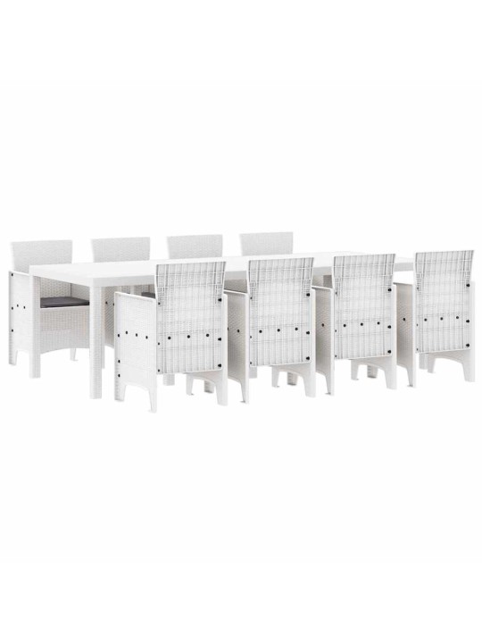 Dārza ēdamgalds 9 pcs gaiši pelēks polt rattan