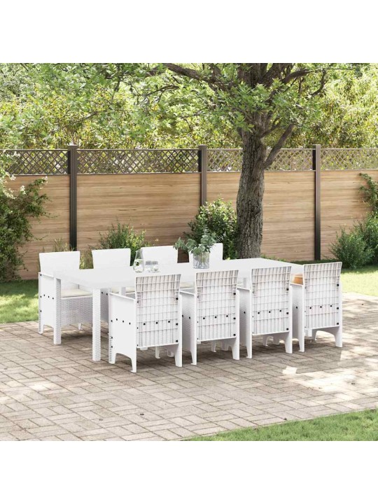 Dārza ēdamgalds 9 pcs gaiši pelēks polt rattan