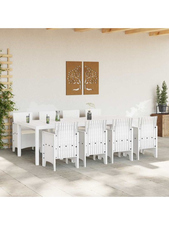 Dārza ēdamgalds 9 pcs gaiši pelēks polt rattan