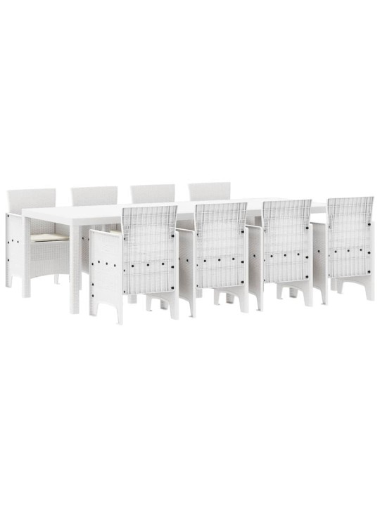 Dārza ēdamgalds 9 pcs gaiši pelēks polt rattan