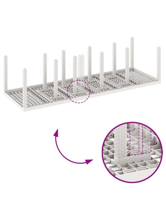 Dārza ēdamgalds 11 pcs balts rattan un tērauds