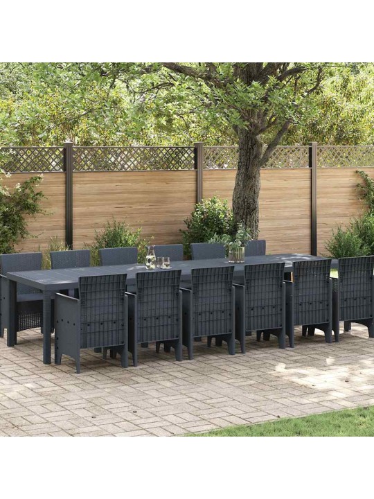Dārza ēdamgalds 13 pcs antracīts polt rattan