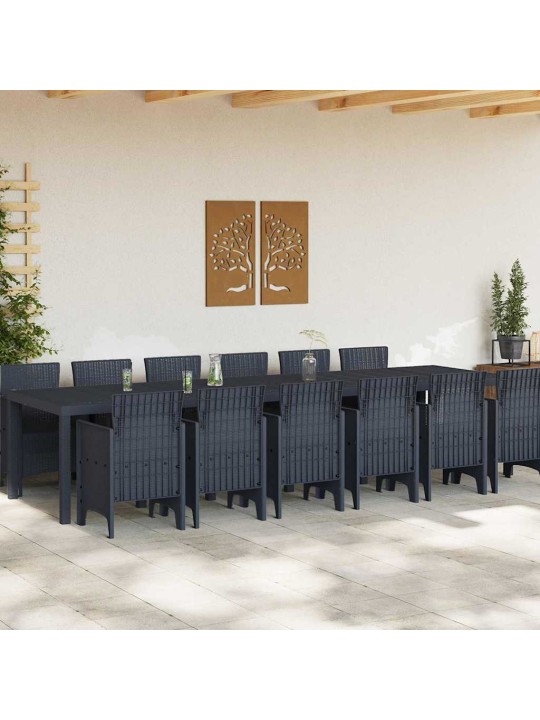 Dārza ēdamgalds 13 pcs antracīts polt rattan