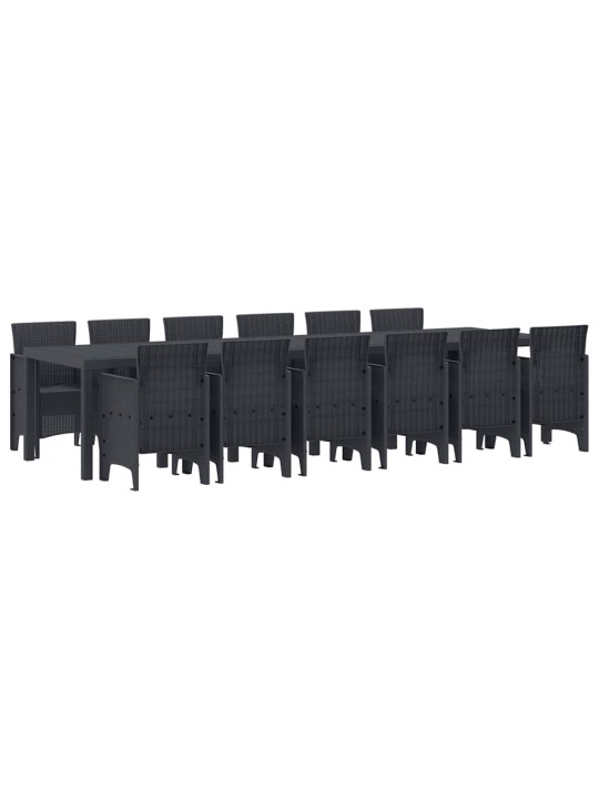 Dārza ēdamgalds 13 pcs antracīts polt rattan