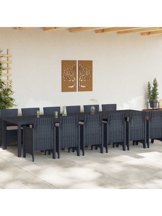 Dārza ēdamgalds 13 pcs antracīts polt rattan