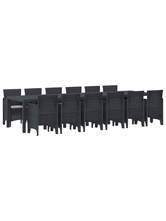 Dārza ēdamgalds 13 pcs antracīts polt rattan