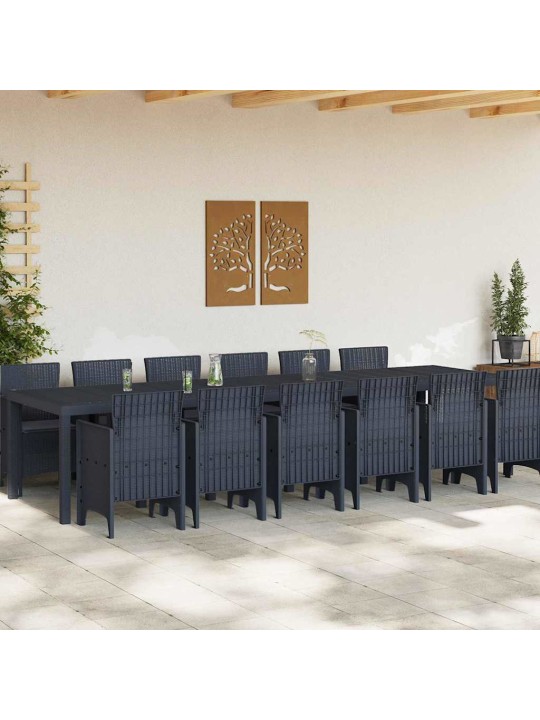Dārza ēdamgalds 13 pcs antracīts polt rattan