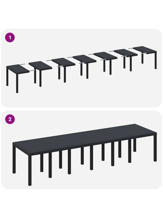 Dārza ēdamgalds 13 pcs antracīts polt rattan
