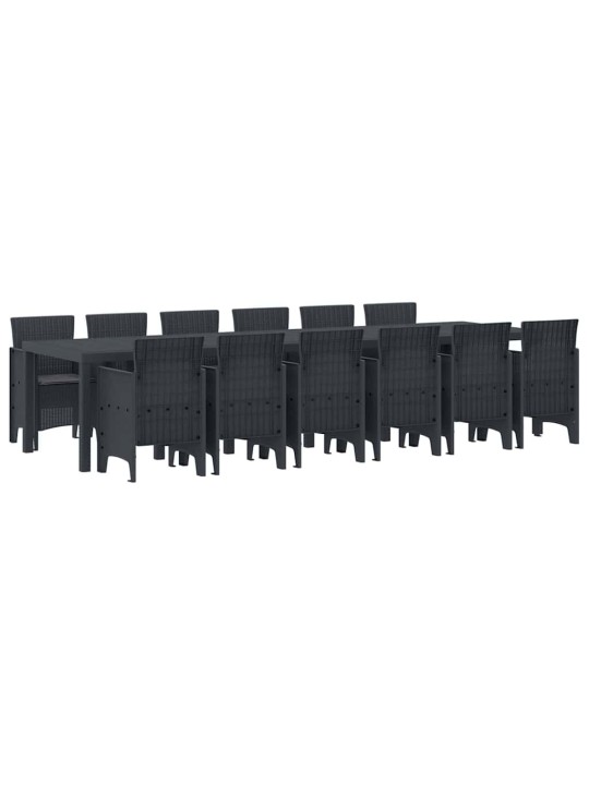 Dārza ēdamgalds 13 pcs antracīts polt rattan