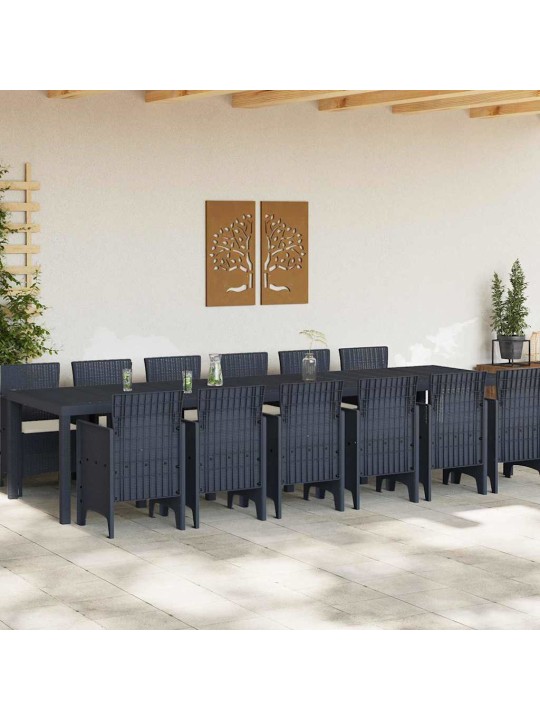 Dārza ēdamgalds 13 pcs antracīts polt rattan