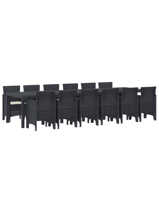 Dārza ēdamgalds 13 pcs antracīts polt rattan