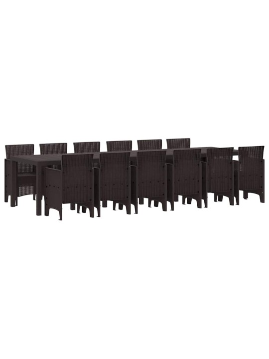 Dārza ēdamgalds 13 pcs brūna polt rattan