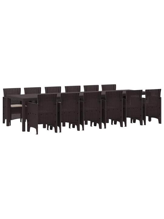Dārza ēdamgalds 13 pcs brūna polt rattan