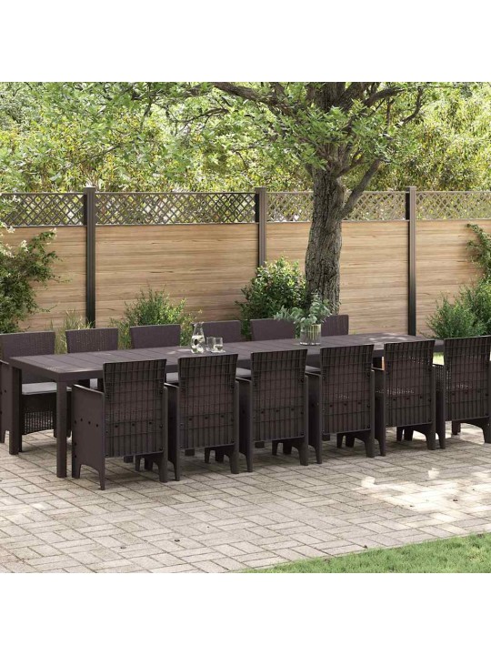 Dārza ēdamgalds 13 pcs brūna polt rattan