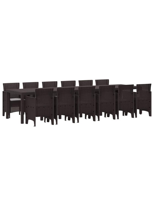 Dārza ēdamgalds 13 pcs brūna polt rattan