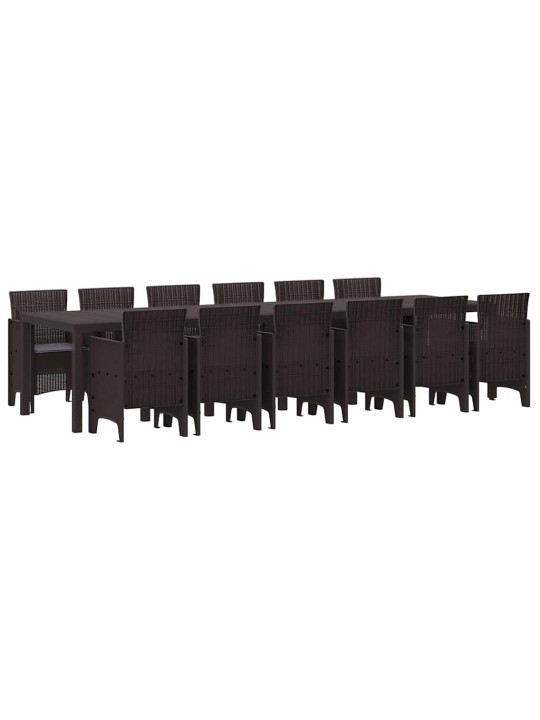 Dārza ēdamgalds 13 pcs brūna polt rattan