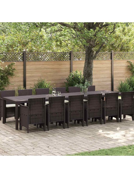 Dārza ēdamgalds 13 pcs brūna polt rattan