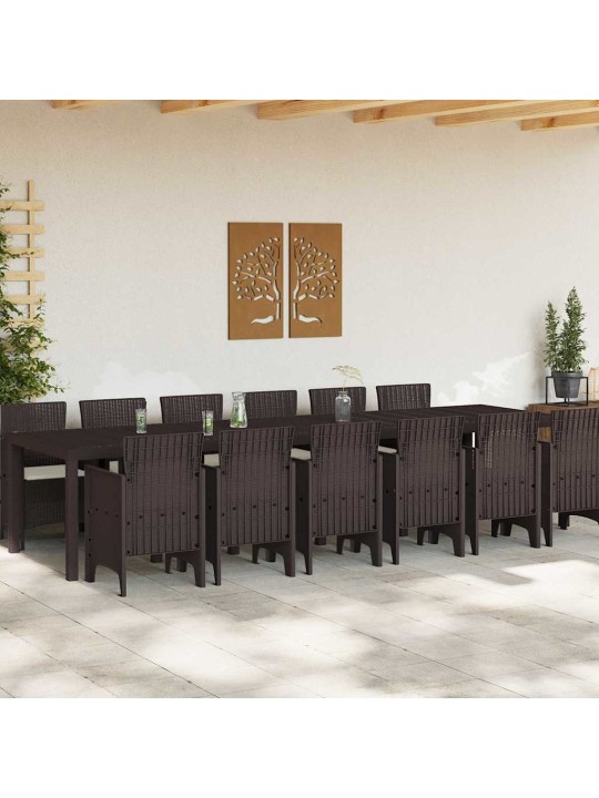Dārza ēdamgalds 13 pcs brūna polt rattan