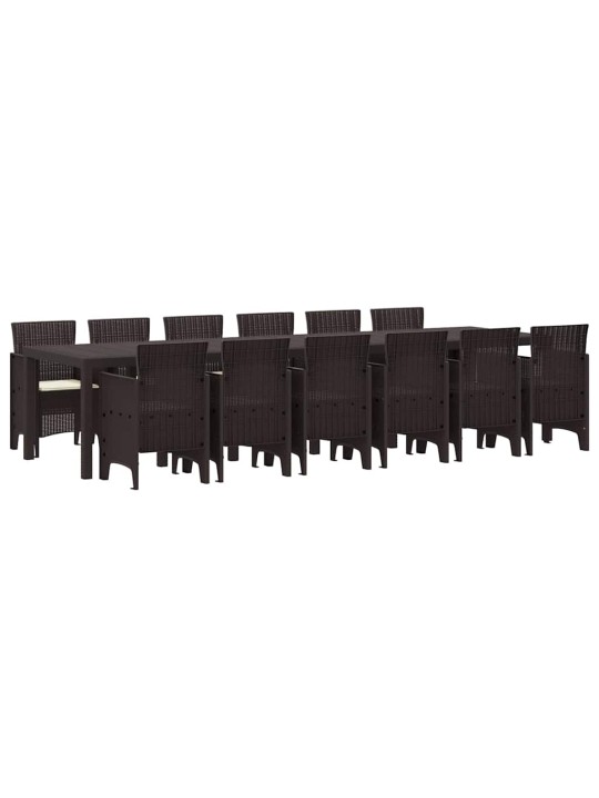 Dārza ēdamgalds 13 pcs brūna polt rattan