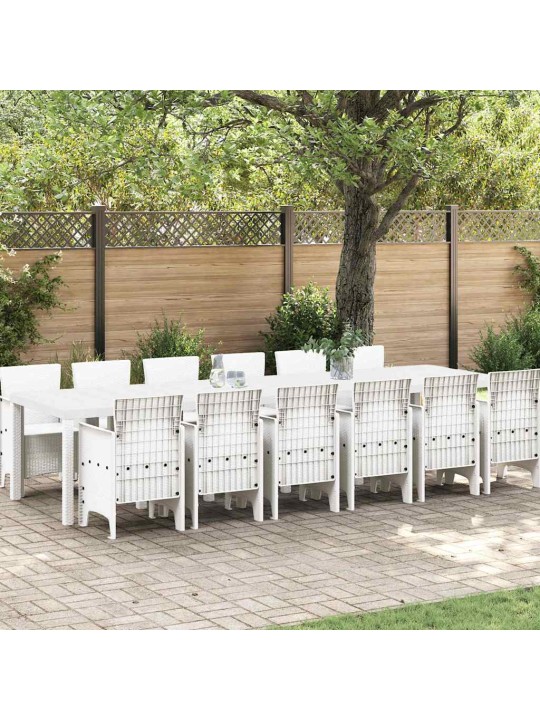 Dārza ēdamgalds 13 pcs balts polt rattan
