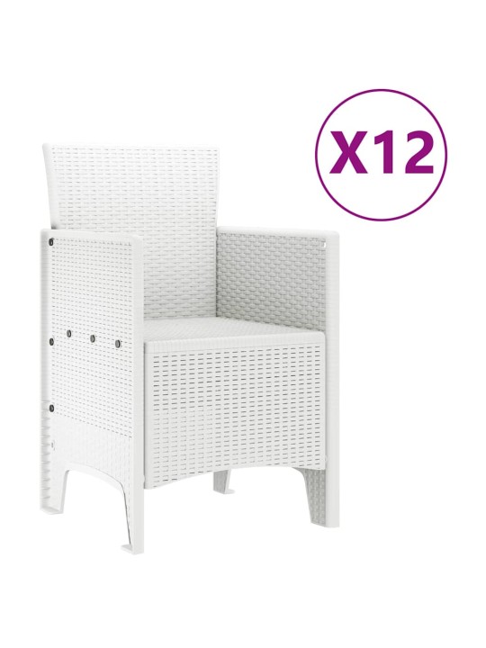 Dārza ēdamgalds 13 pcs balts polt rattan