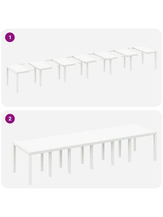 Dārza ēdamgalds 13 pcs balts polt rattan