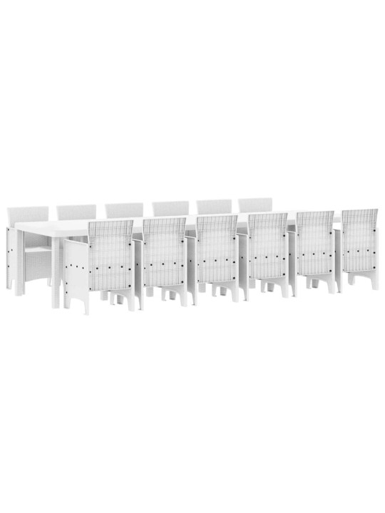 Dārza ēdamgalds 13 pcs balts polt rattan