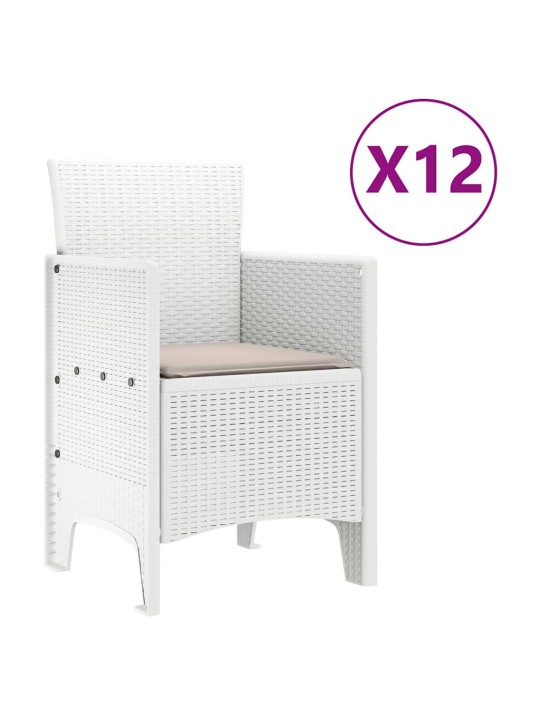 Dārza ēdamgalds 13 pcs balts polt rattan