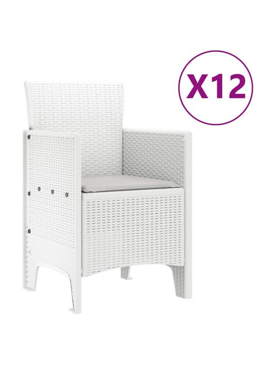 Dārza ēdamgalds 13 pcs balts polt rattan