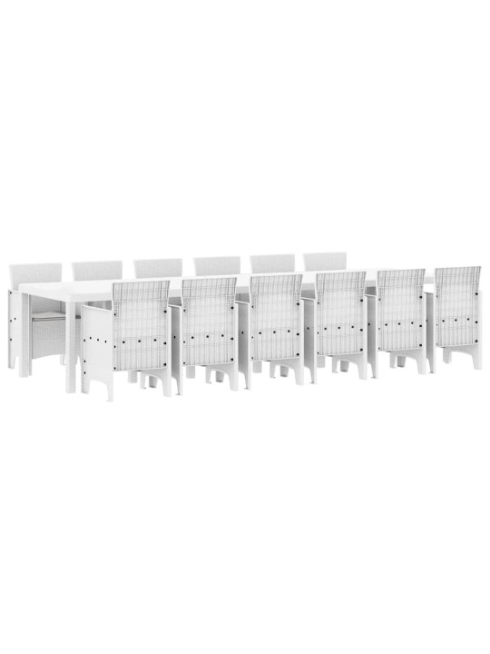 Dārza ēdamgalds 13 pcs balts polt rattan