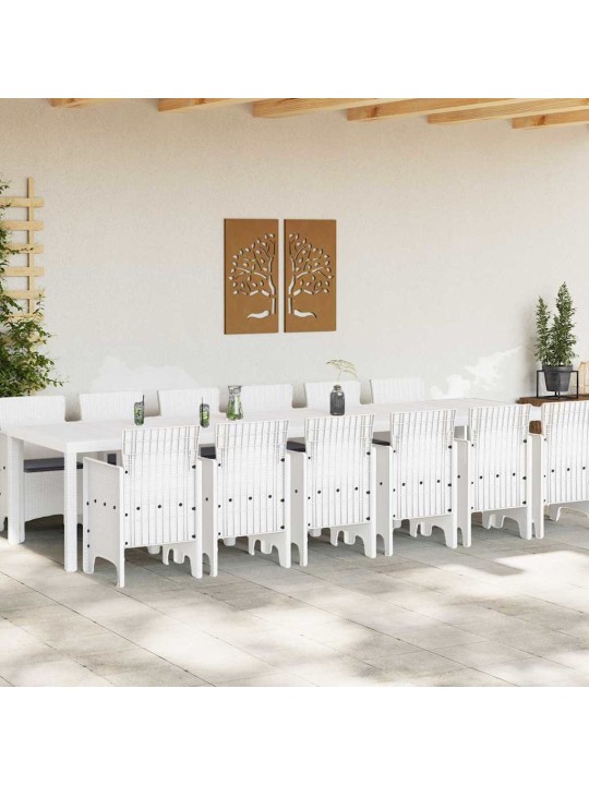 Dārza ēdamgalds 13 pcs balts polt rattan