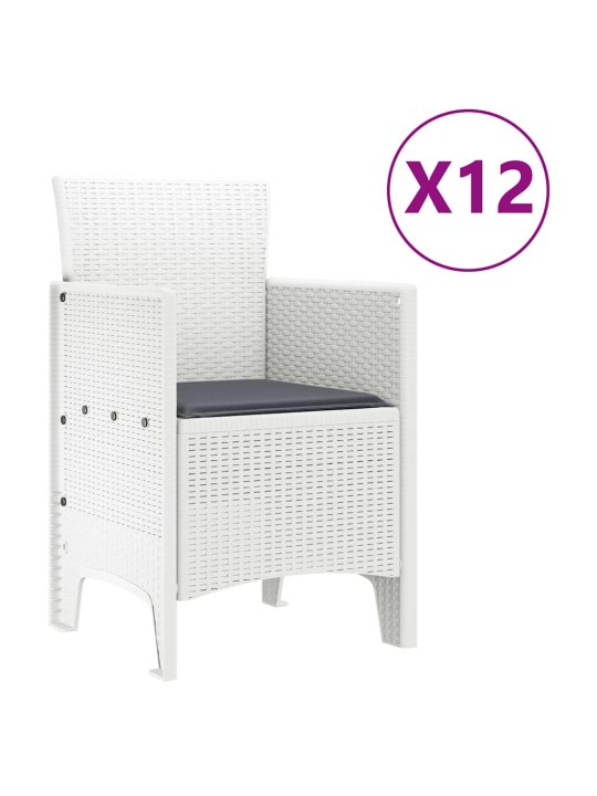 Dārza ēdamgalds 13 pcs balts polt rattan