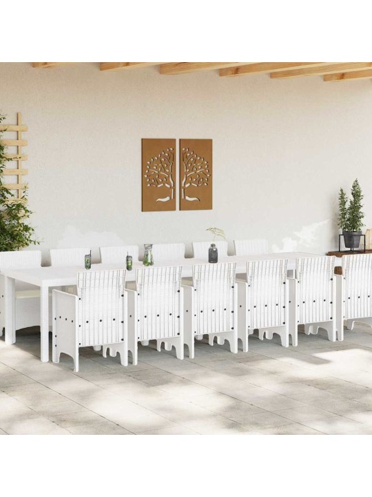 Dārza ēdamgalds 13 pcs balts polt rattan