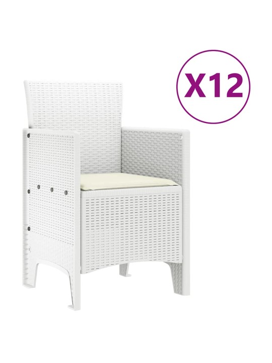 Dārza ēdamgalds 13 pcs balts polt rattan
