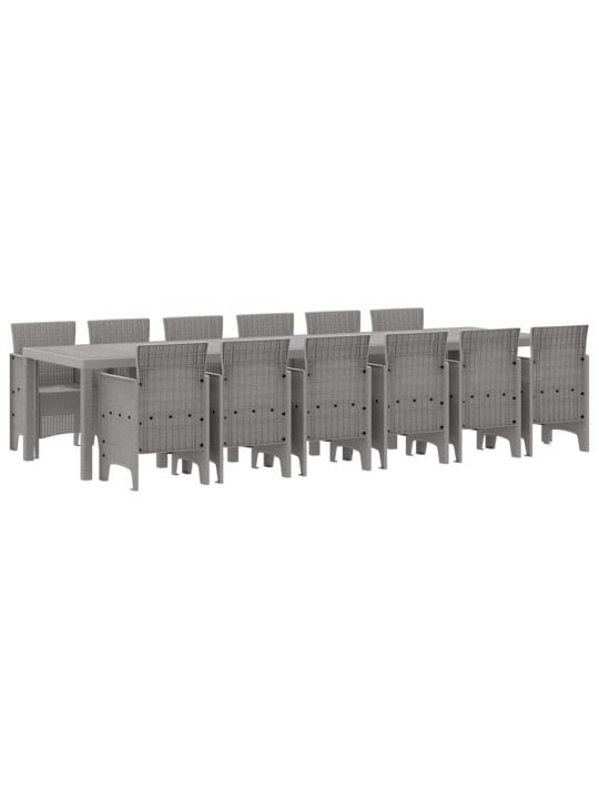 Dārza ēdamgalds 13 pcs gaiši pelēks polt rattan