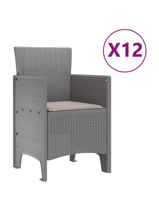 Dārza ēdamgalds 13 pcs gaiši pelēks polt rattan
