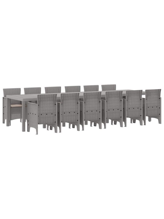 Dārza ēdamgalds 13 pcs gaiši pelēks polt rattan