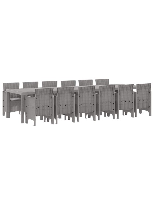 Dārza ēdamgalds 13 pcs gaiši pelēks polt rattan