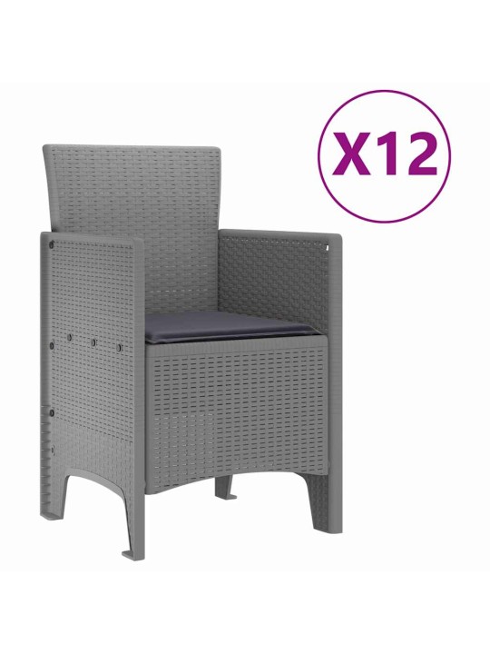 Dārza ēdamgalds 13 pcs gaiši pelēks polt rattan