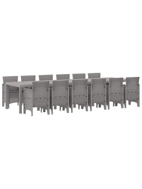 Dārza ēdamgalds 13 pcs gaiši pelēks polt rattan