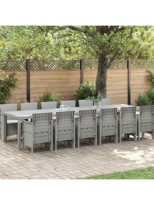 Dārza ēdamgalds 13 pcs gaiši pelēks polt rattan