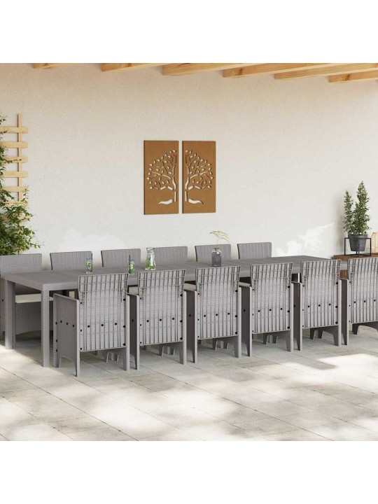 Dārza ēdamgalds 13 pcs gaiši pelēks polt rattan