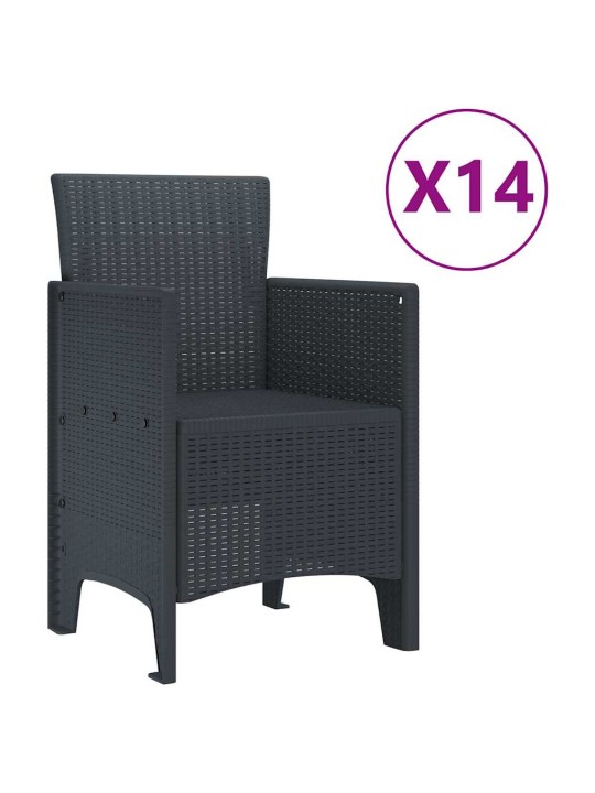 Dārza ēdamgalds 15 pcs antracīts polt rattan