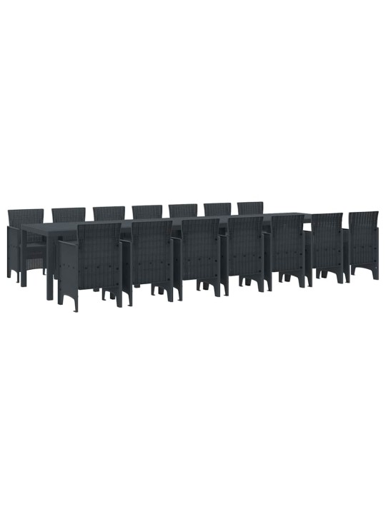 Dārza ēdamgalds 15 pcs antracīts polt rattan