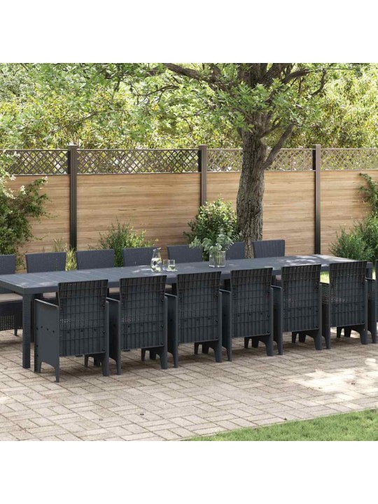 Dārza ēdamgalds 15 pcs antracīts polt rattan