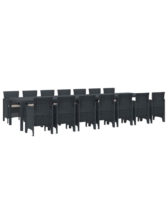 Dārza ēdamgalds 15 pcs antracīts polt rattan