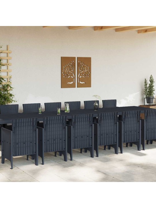 Dārza ēdamgalds 15 pcs antracīts polt rattan