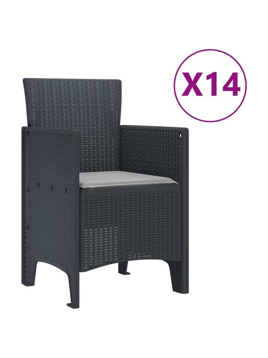 Dārza ēdamgalds 15 pcs antracīts polt rattan