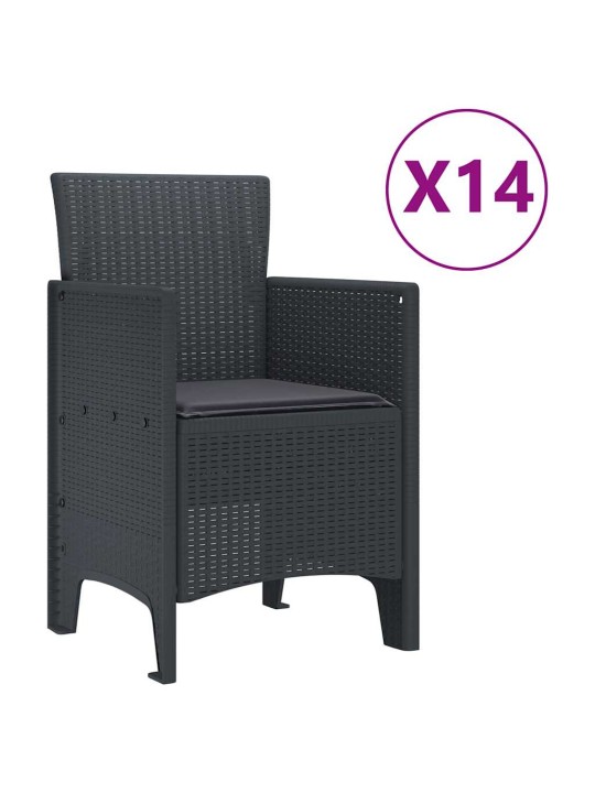Dārza ēdamgalds 15 pcs antracīts polt rattan