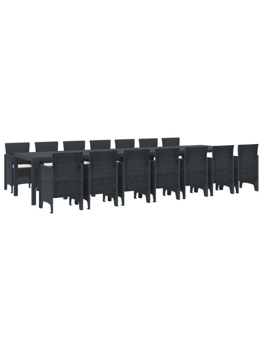 Dārza ēdamgalds 15 pcs antracīts polt rattan